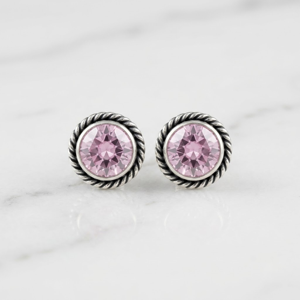 Oxidized Beaded Solitaire Stud Earrings | Lady Zone