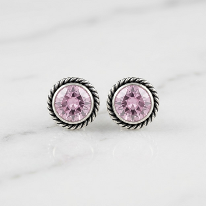 Oxidized Beaded Solitaire Stud Earrings | Lady Zone