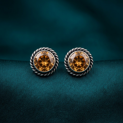 Oxidized Beaded Solitaire Stud Earrings | Lady Zone