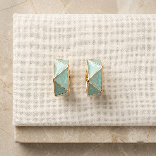 Geometric Enamel Triangle Hoop Earrings | Lady Zone