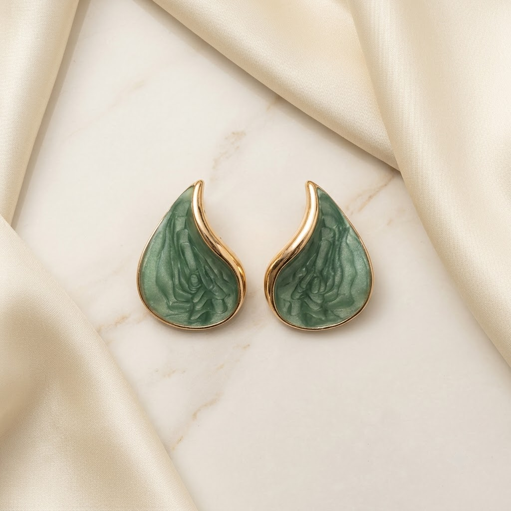 Modern Enamel Teardrop Stud Earrings | Lady Zone