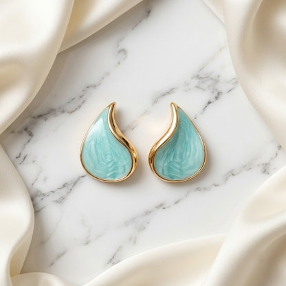 Modern Enamel Teardrop Stud Earrings | Lady Zone