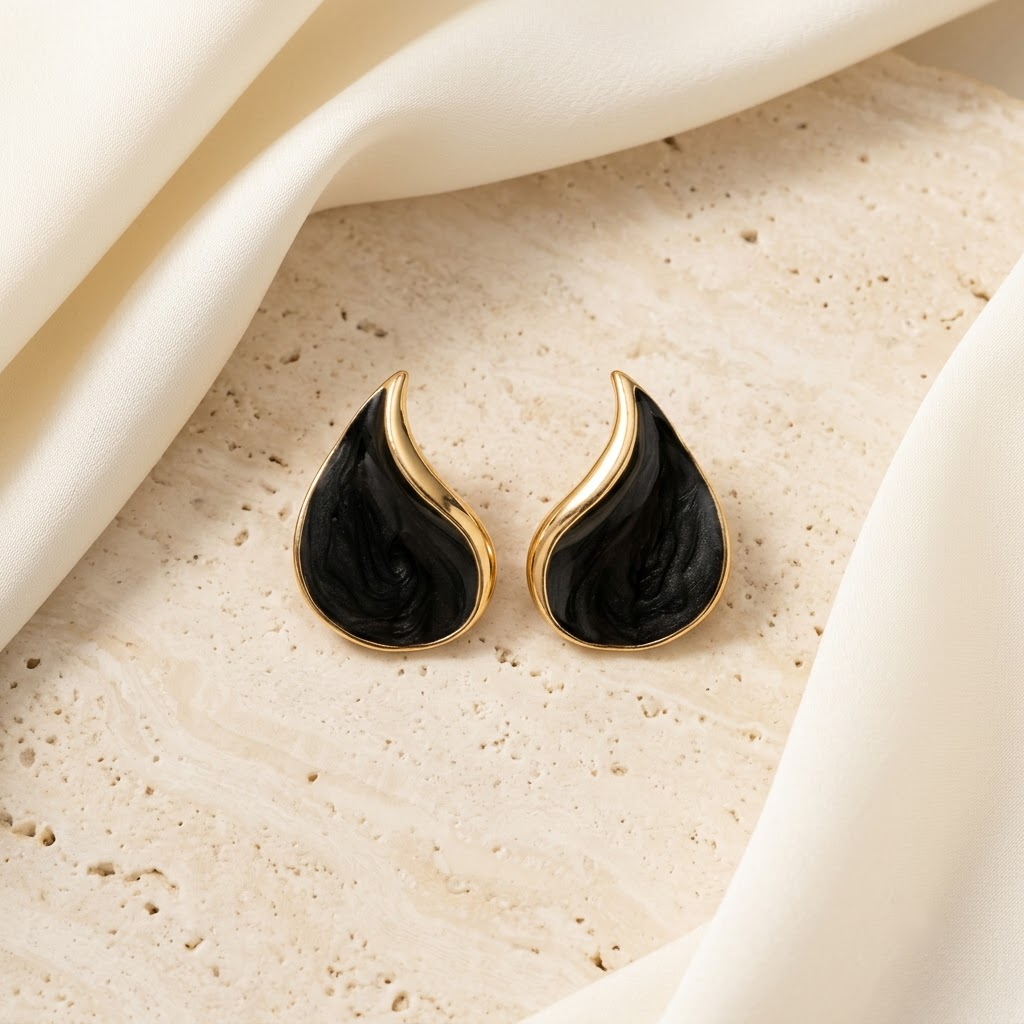 Modern Enamel Teardrop Stud Earrings | Lady Zone