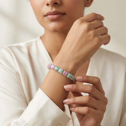 Ruby in Zoisite Gemstone Stretch Bracelet | Lady Zone