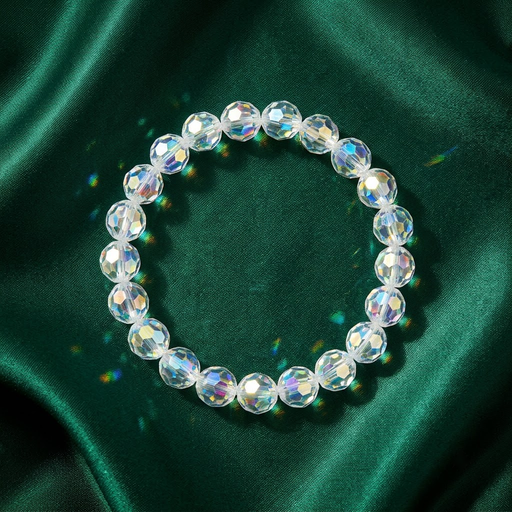 Iridescent Faceted Crystal Stretch Bracelet | Lady Zone