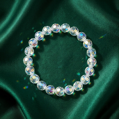 Iridescent Faceted Crystal Stretch Bracelet | Lady Zone
