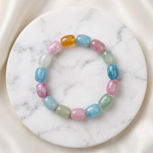 Multicolor Pastel Gemstone Stretch Bracelet | Lady Zone