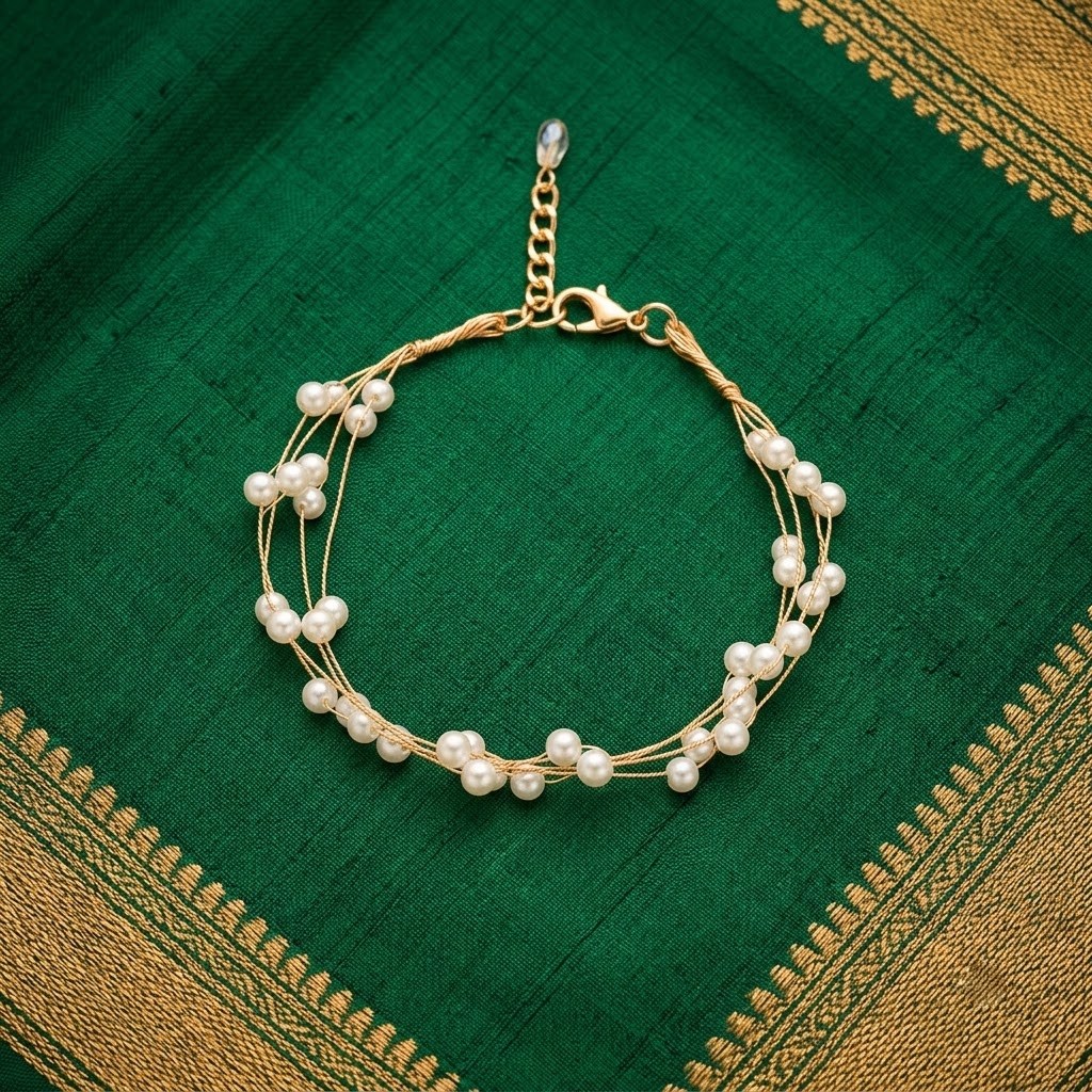 Gold-Tone Multi-Strand Pearl Cluster Bracelet | Lady Zone