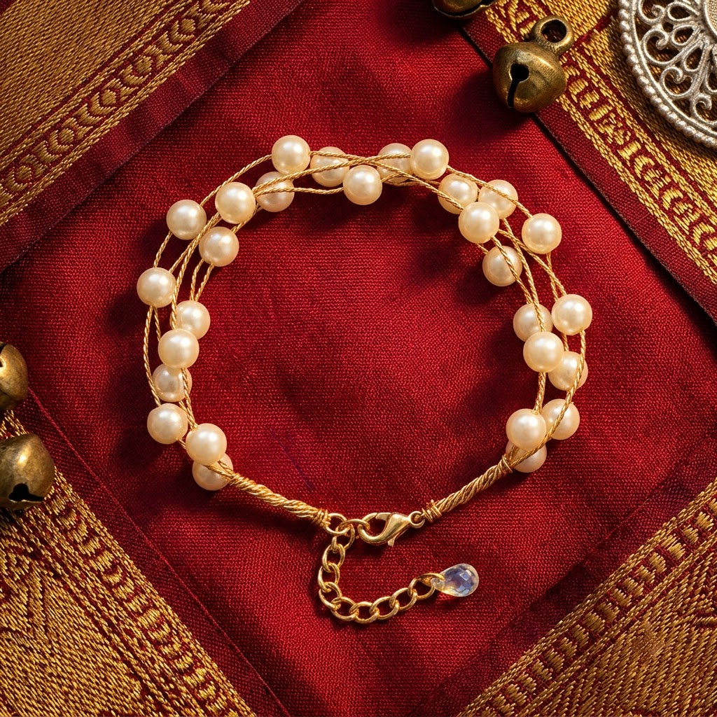 Gold-Tone Multi-Strand Cream Pearl Bracelet | Lady Zone