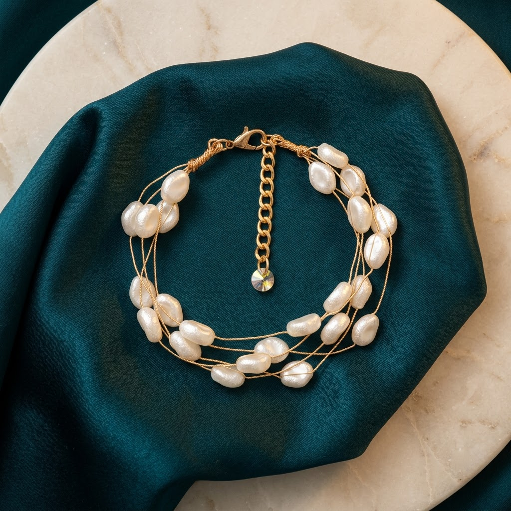 Gold-Tone Multi-Strand Nugget Pearl Bracelet | Lady Zone