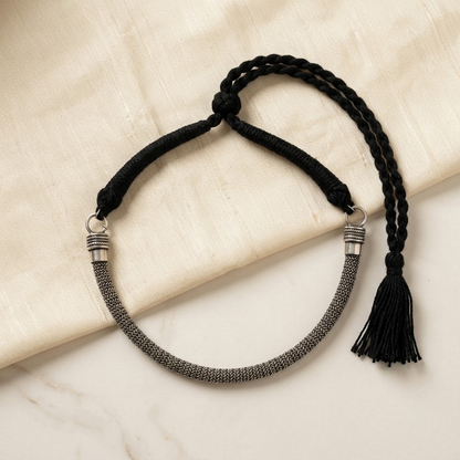 Oxidized Silver Tubular Choker | Lady Zone