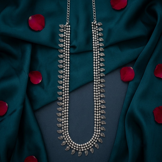 Oxidized Multi-Strand Beaded Long Necklace | Lady Zone