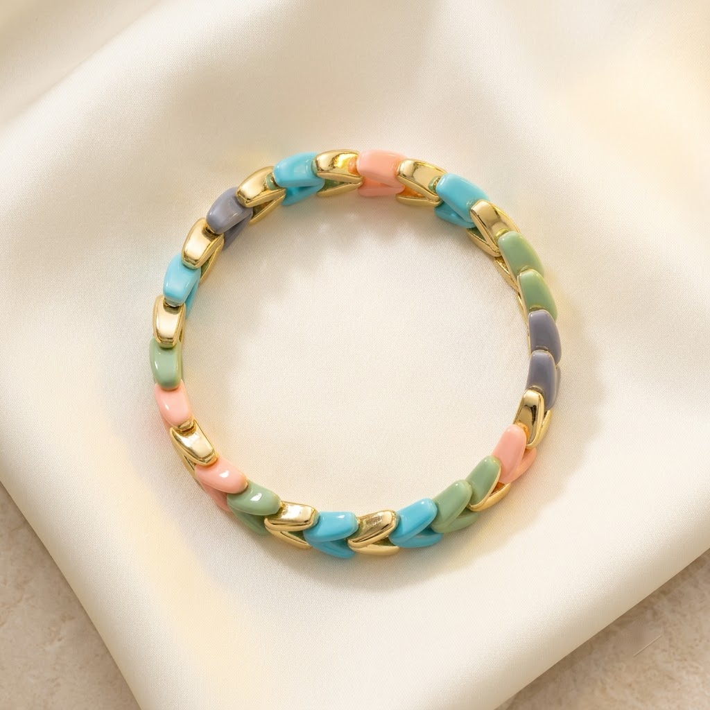 Premium White & Cream Chevron Stretch Bracelet | Lady Zone