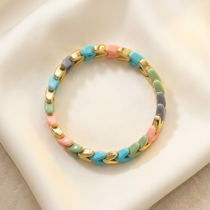 Premium White & Cream Chevron Stretch Bracelet | Lady Zone