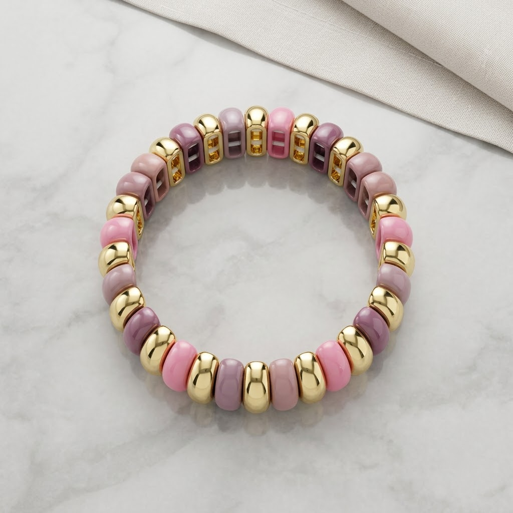 Elegant Gradient Gold-Framed Stretch Bracelet | Lady Zone
