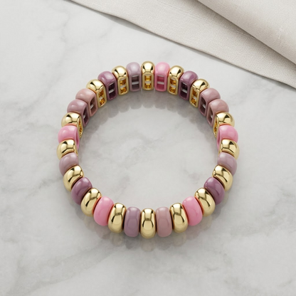 Elegant Gradient Gold-Framed Stretch Bracelet | Lady Zone