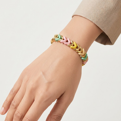 Premium White & Cream Chevron Stretch Bracelet | Lady Zone