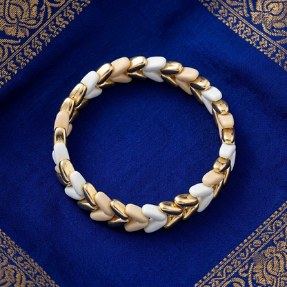 Premium White & Cream Chevron Stretch Bracelet | Lady Zone