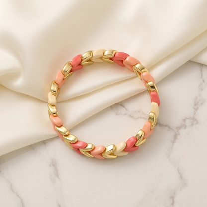 Premium White & Cream Chevron Stretch Bracelet | Lady Zone
