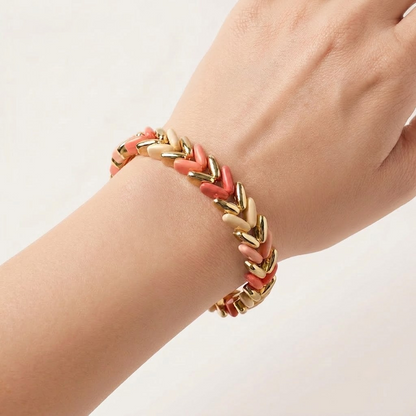 Premium White & Cream Chevron Stretch Bracelet | Lady Zone