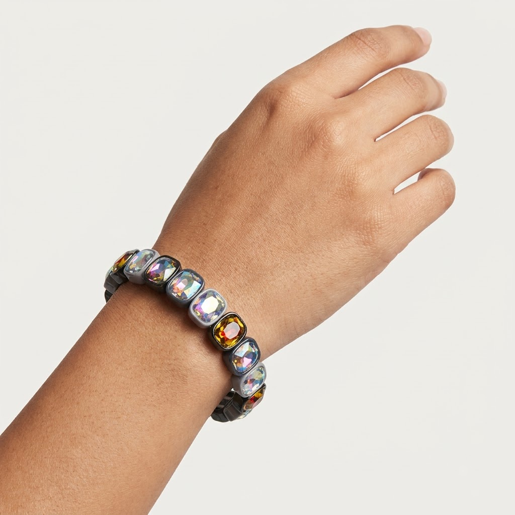 Smoky Crystal Stretch Bracelet | Lady Zone