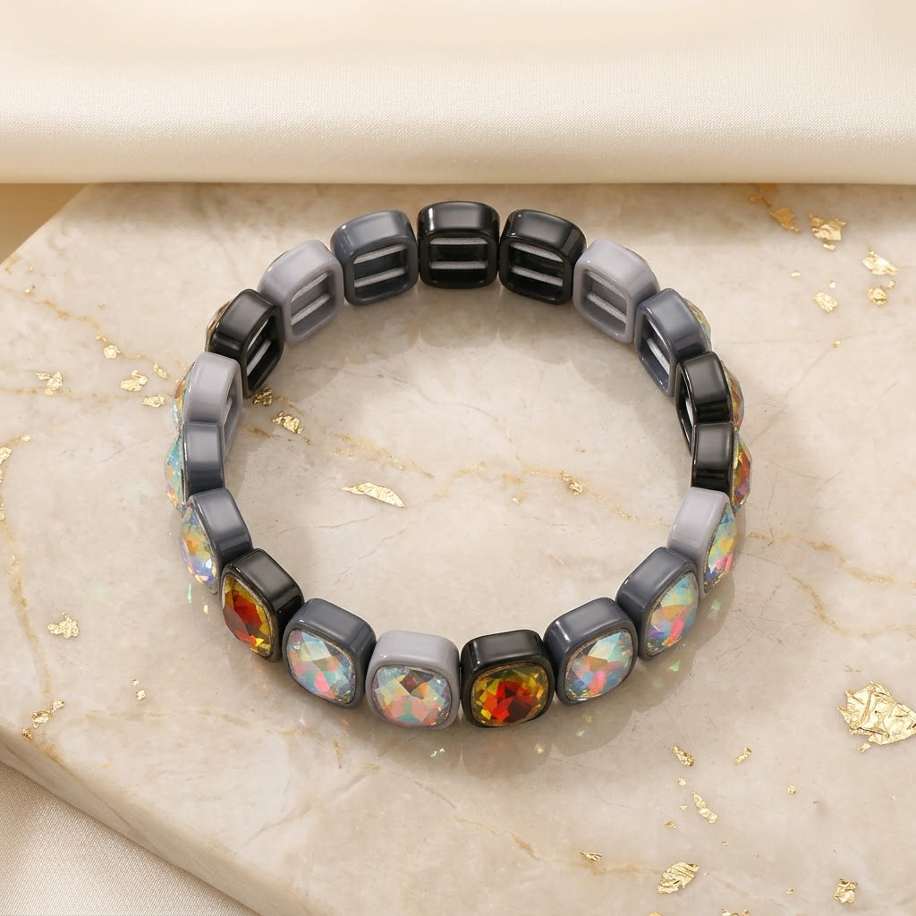 Smoky Crystal Stretch Bracelet | Lady Zone