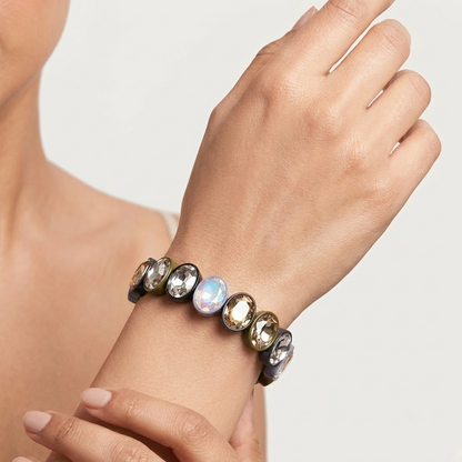 Multi-Color Crystal Faceted Stone Stretch Bracelet | Lady Zone