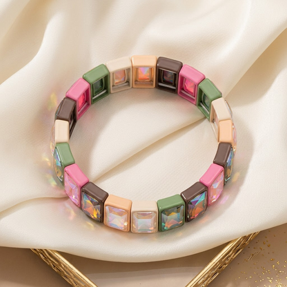 Premium Gunmetal Crystal Stretch Bracelet | Lady Zone
