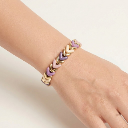 Premium White & Cream Chevron Stretch Bracelet | Lady Zone