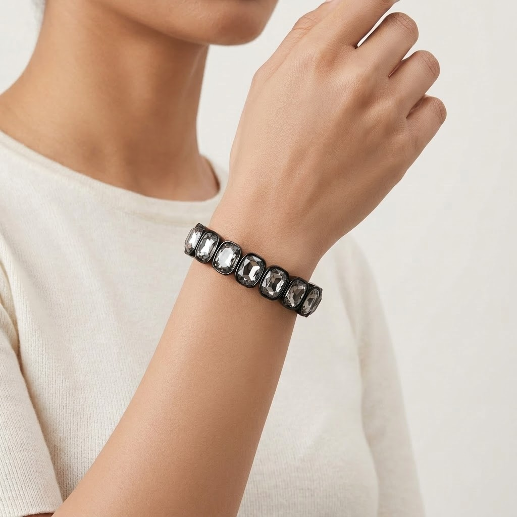 Smoky Crystal Stretch Bracelet | Lady Zone