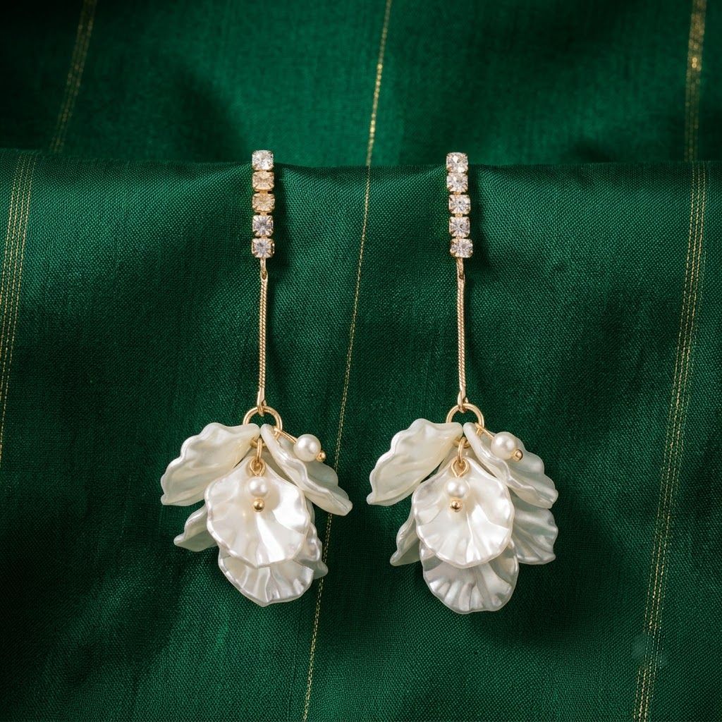 Crystal Post & Cascading Petal Cluster Statement Earrings | Lady Zone