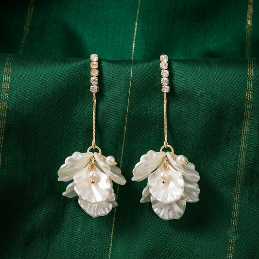Crystal Post & Cascading Petal Cluster Statement Earrings | Lady Zone