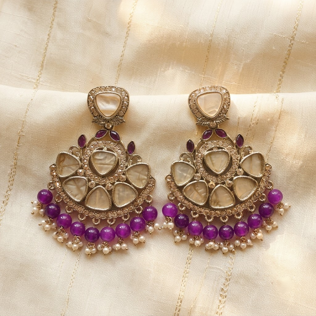 Antique MOP Earrings with Pearl Drops