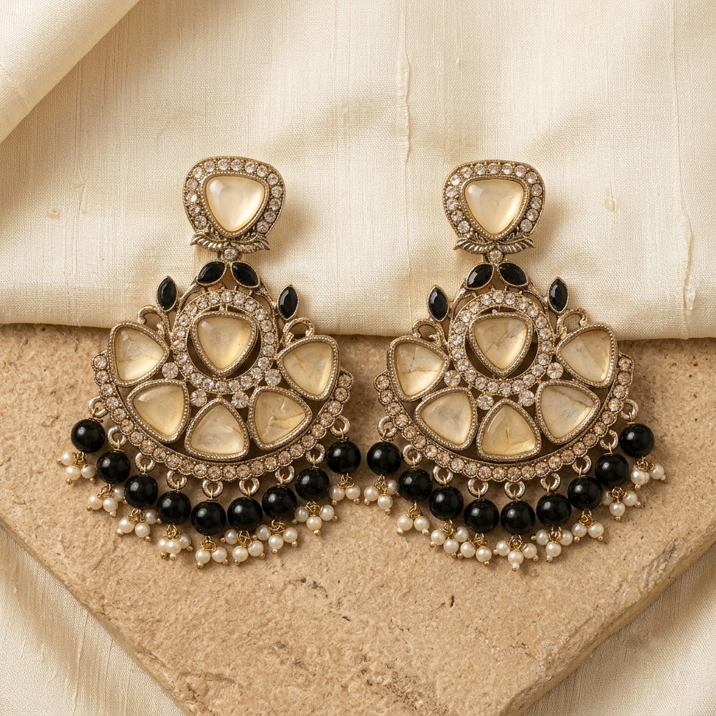 Antique MOP Earrings with Pearl Drops
