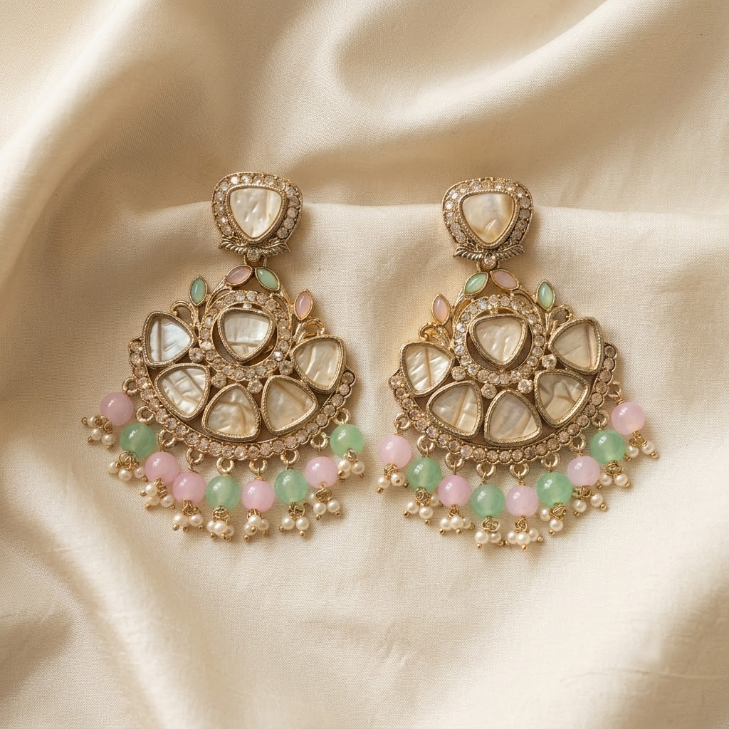 Antique MOP Earrings with Pearl Drops