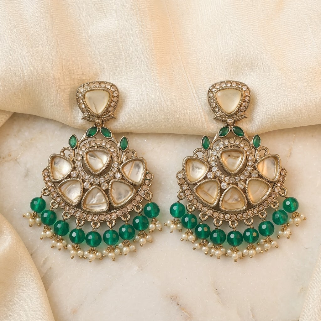 Antique MOP Earrings with Pearl Drops