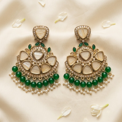 Antique MOP Earrings with Pearl Drops