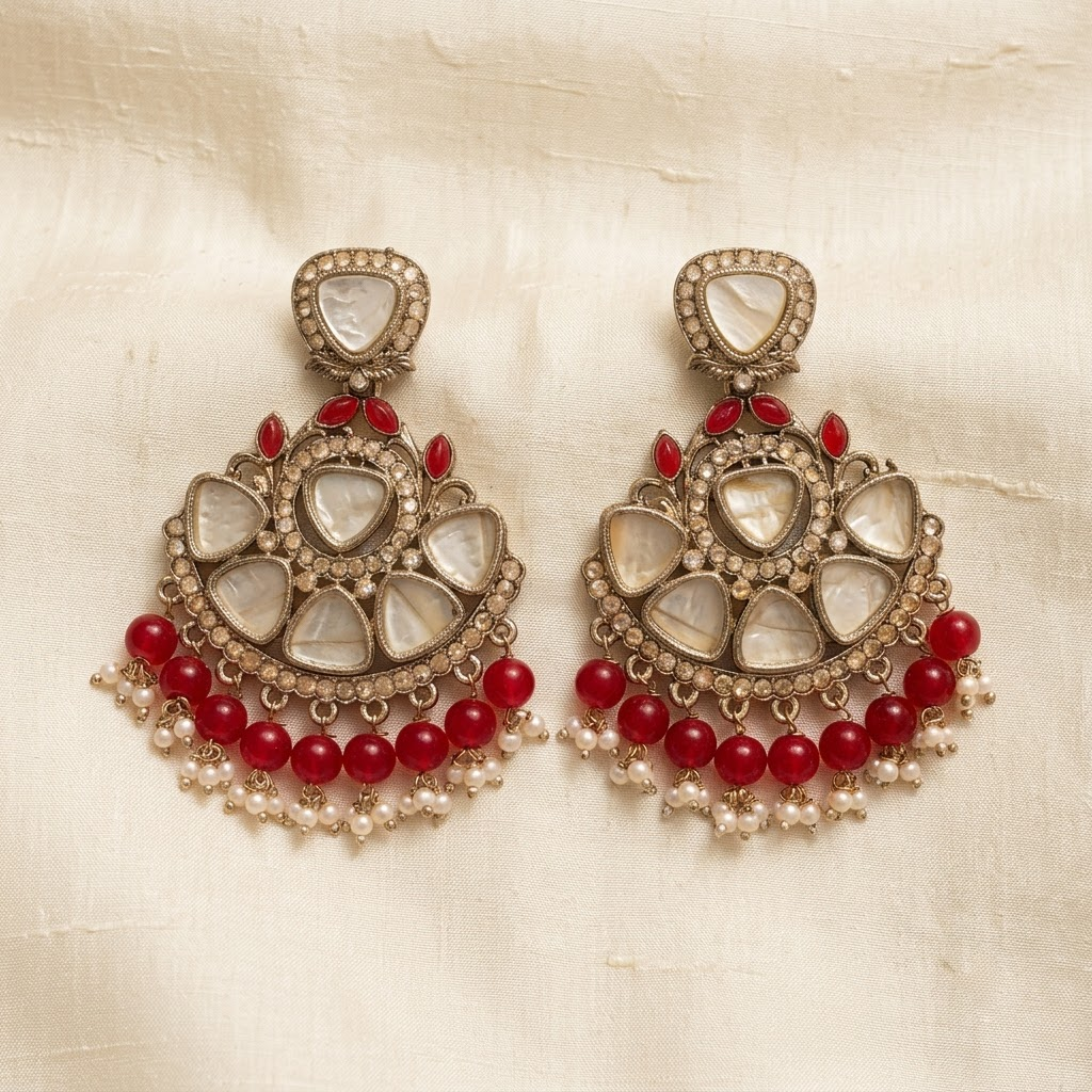Antique MOP Earrings with Pearl Drops