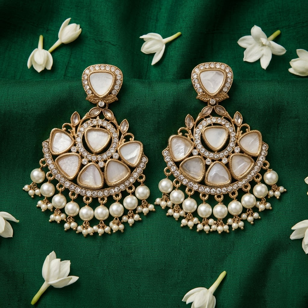 Antique MOP Earrings with Pearl Drops
