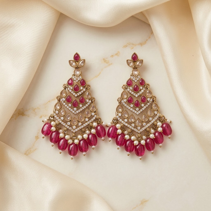 Royal Emerald Tiered Latticework & Beaded Statement Earrings | Lady Zone