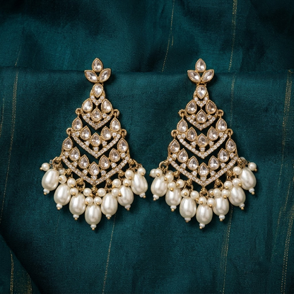 Royal Emerald Tiered Latticework & Beaded Statement Earrings | Lady Zone