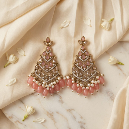 Royal Emerald Tiered Latticework & Beaded Statement Earrings | Lady Zone