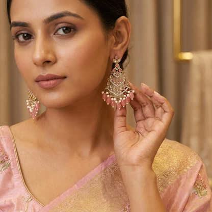 Royal Emerald Tiered Latticework & Beaded Statement Earrings | Lady Zone