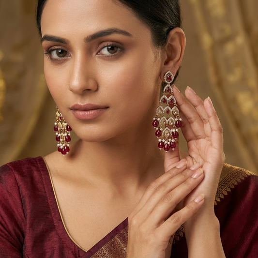 Multicolor Gemstone Multi-Tiered Chandelier & Beaded Statement Earrings | Lady Zone