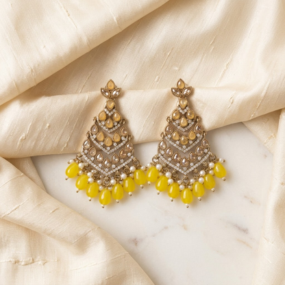 Royal Emerald Tiered Latticework & Beaded Statement Earrings | Lady Zone