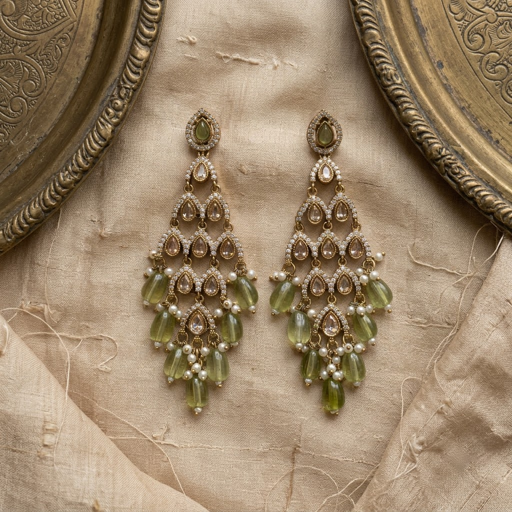 Multicolor Gemstone Multi-Tiered Chandelier & Beaded Statement Earrings | Lady Zone