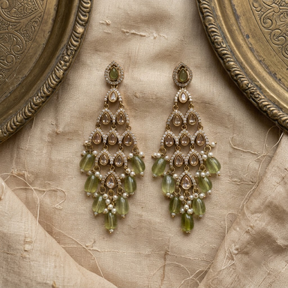 Multicolor Gemstone Multi-Tiered Chandelier & Beaded Statement Earrings | Lady Zone