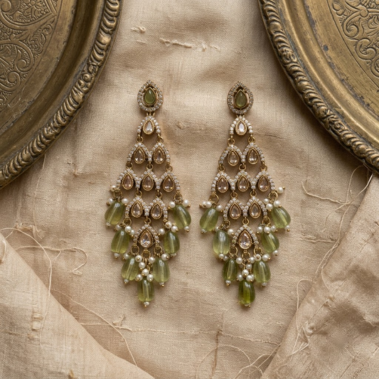 Multicolor Gemstone Multi-Tiered Chandelier & Beaded Statement Earrings | Lady Zone