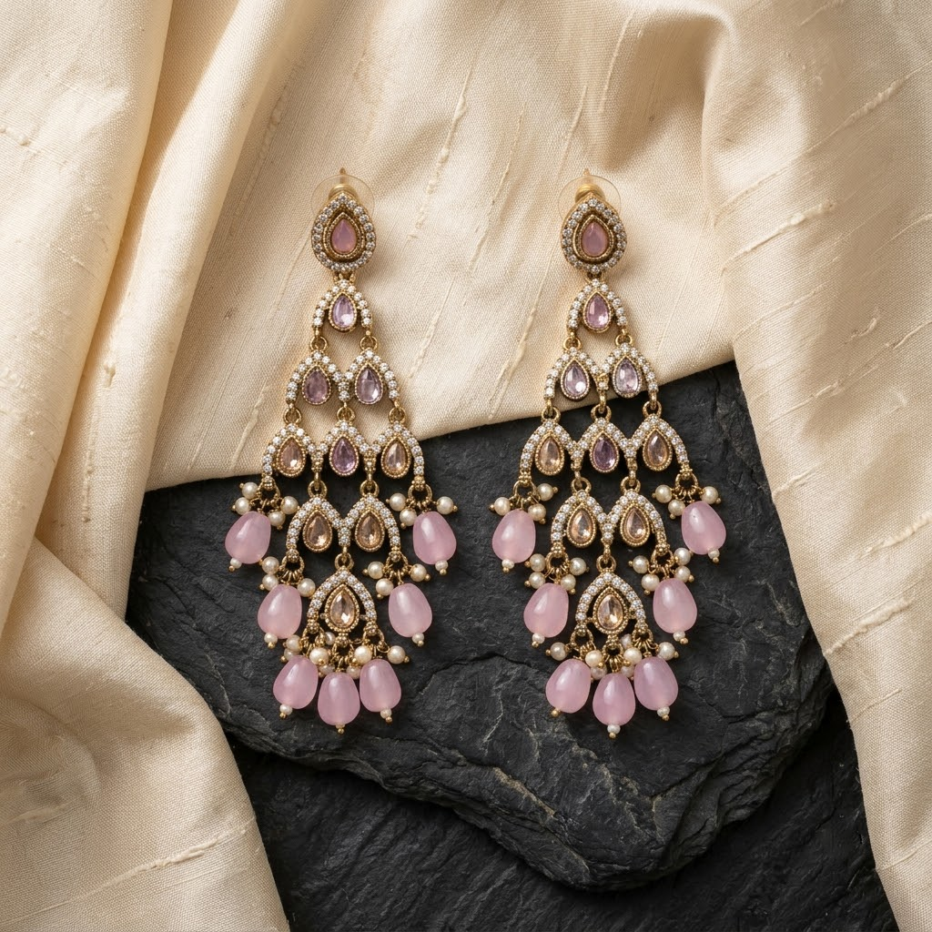 Multicolor Gemstone Multi-Tiered Chandelier & Beaded Statement Earrings | Lady Zone