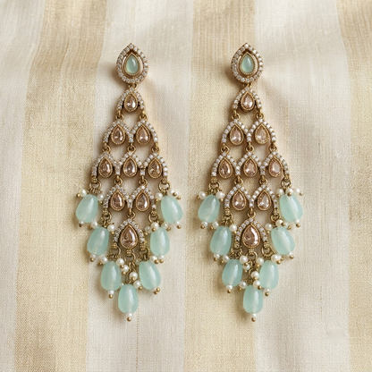 Multicolor Gemstone Multi-Tiered Chandelier & Beaded Statement Earrings | Lady Zone